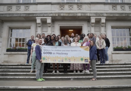 Deputy Mayor Cllr Anntoinette Bramble, Group Director, Children and Education, Jacquie Burke, and Director of Children's Social Care, Diane Benjamin, celebrating the Ofsted result with children's social care staff