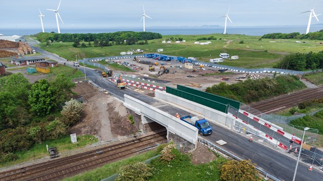 Port of Workington railway bridge reopens to motorists: New Siddick bridge drone shot after opening