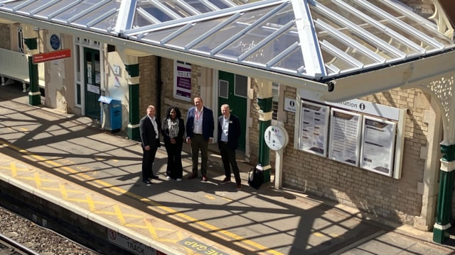 Under the refurbished canopy on platform 1: Under the refurbished canopy on platform 1