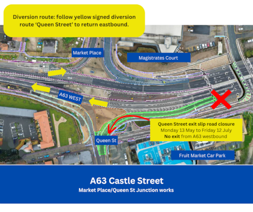 Queen St exit slip road closure 