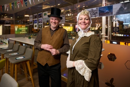 Left to Right: Avanti West Coast Customer Service Assistants, Geoff Baker and Jeannette Holt, are part of the cast of Railway 200: a new theatre show