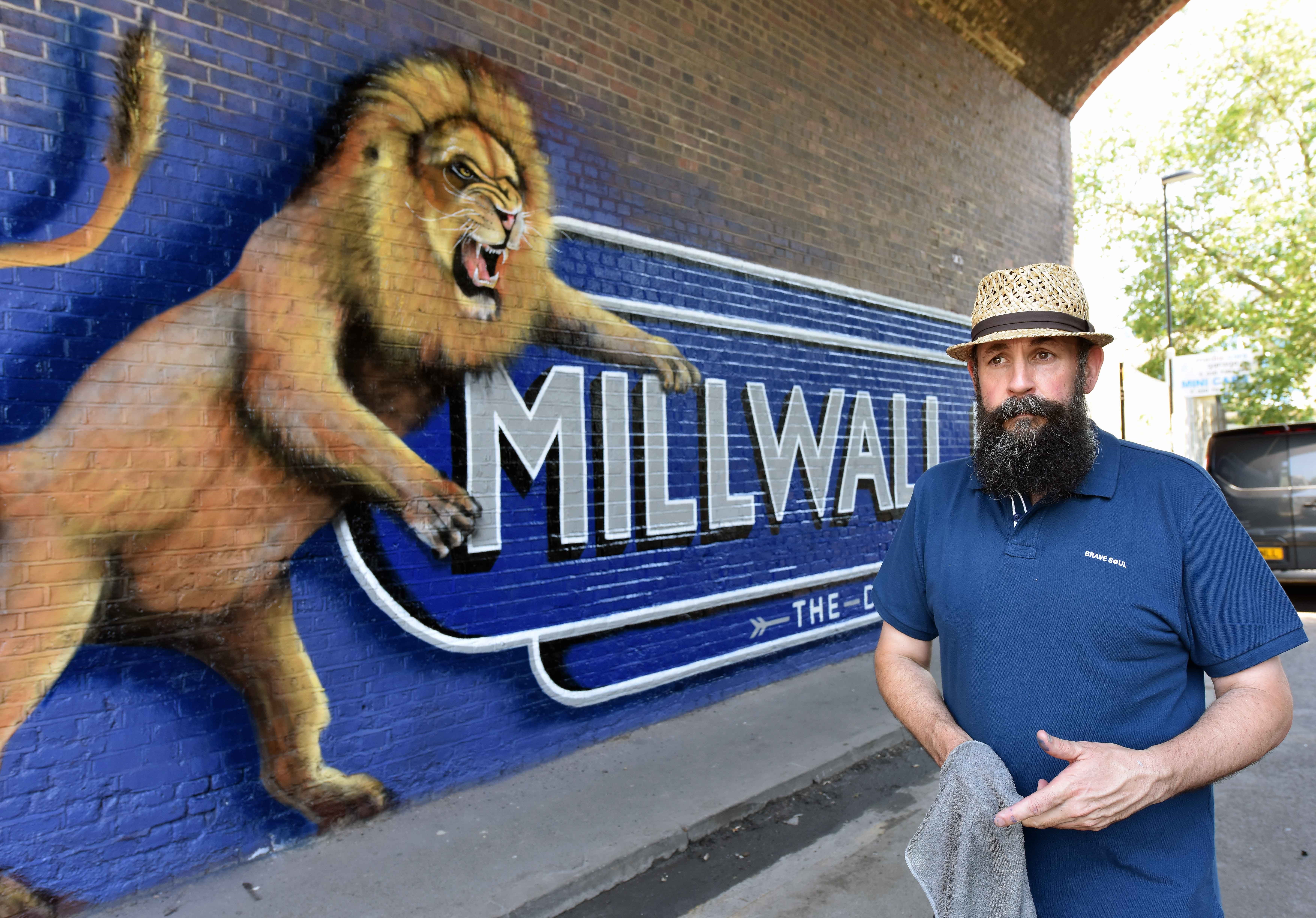 Hollywood artist Lionel Stanhope designs mural for Millwall Football Club  with backing from Network Rail