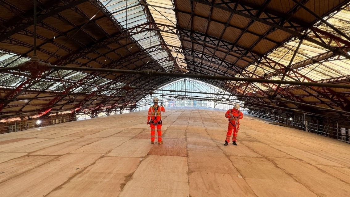 Bristol Temple Meads roof refurbishment in progress, 2022