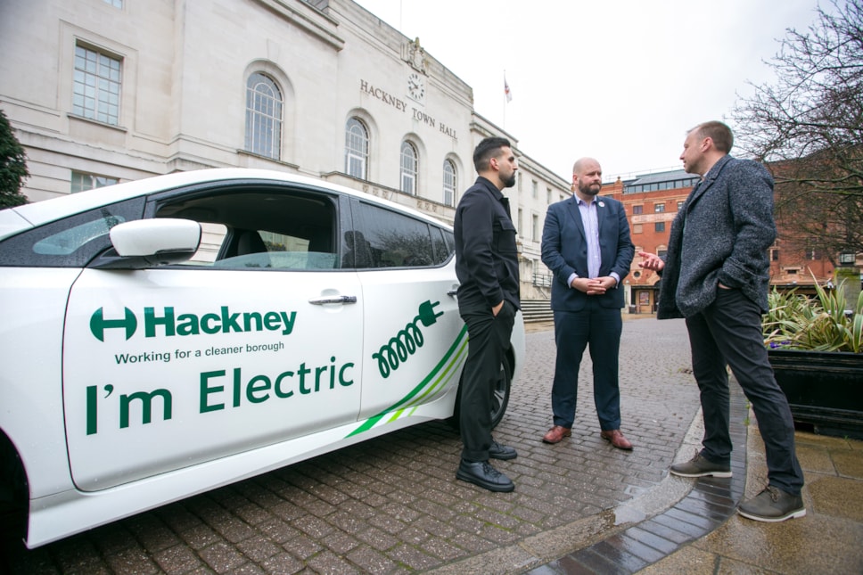 Photo credit Gary Manhine and Hackney Council. From left to right Cllr Mete Coban MBE, Philip Glanville, and Robin Heap, Zest CEO.