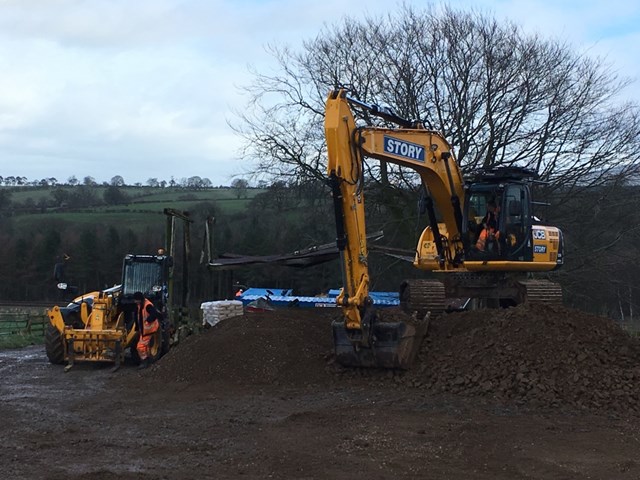 Machinary to build access road at Appleby landslip