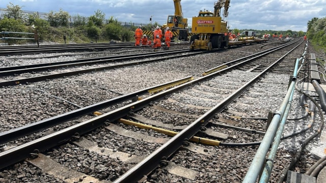 Engineers working at Worting Junction, west of Basingstoke
