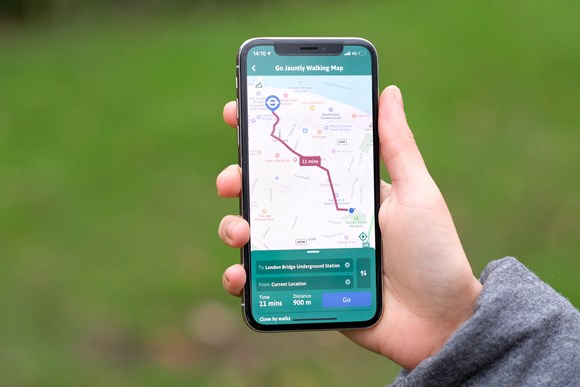 TfL Press Release - From map to app: TfL and Go Jauntly team up to bring the Walking Tube Map onto people’s phones: Go Jauntly image - Map