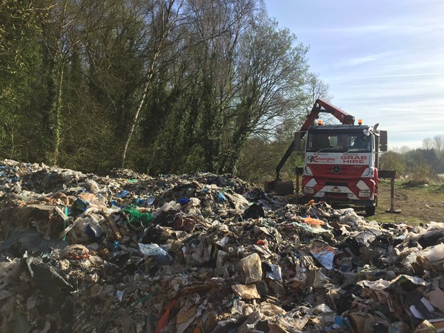 Removing fly tipped waste from the railway near Telford