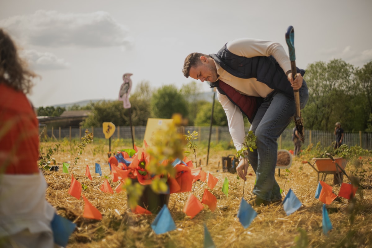 Cllr Joshua Roberts helps to plant the new microwood in Colne (2)