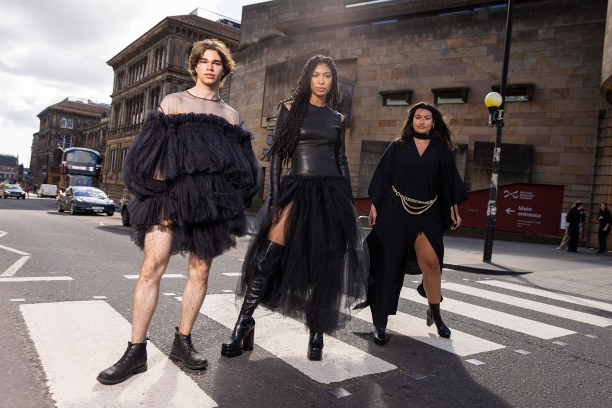 Models outside National Museums Scotland. Photo © Duncan McGlynn