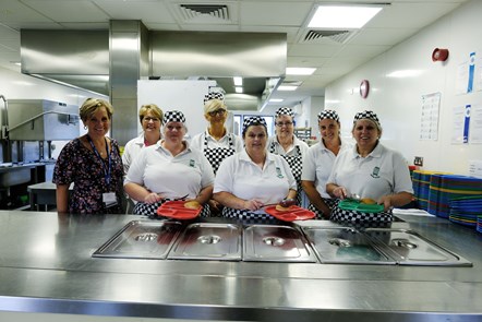 Lisa Roberts and her catering team with Cllr Sam Skyrme-Blackhall