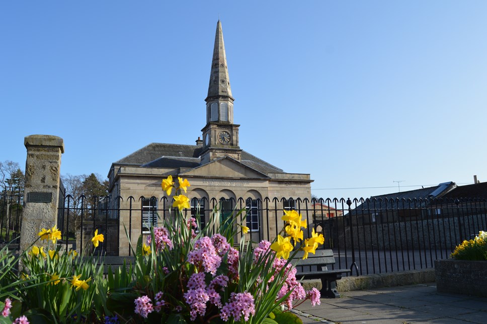 Flower beds outside Anderson's Primary School