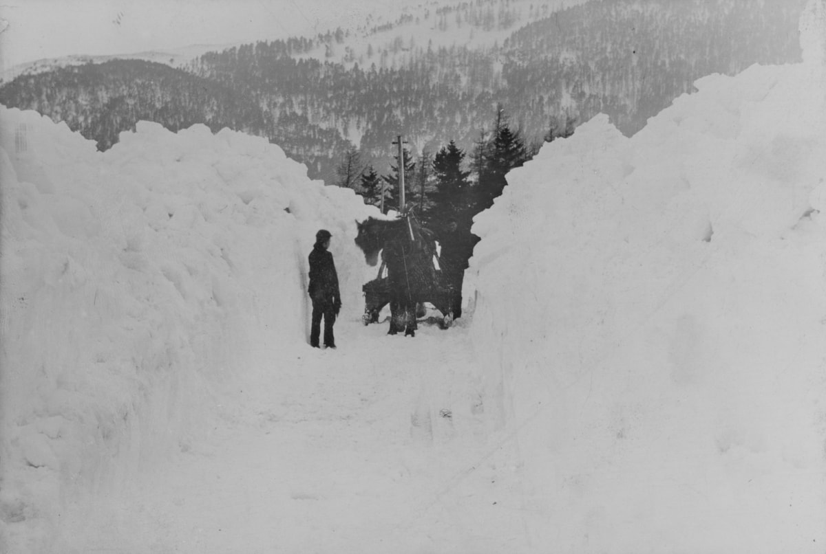 Snow drifts in Braemar c.1895 Peter M Stewart. National Museums Scotland SLA C12575.