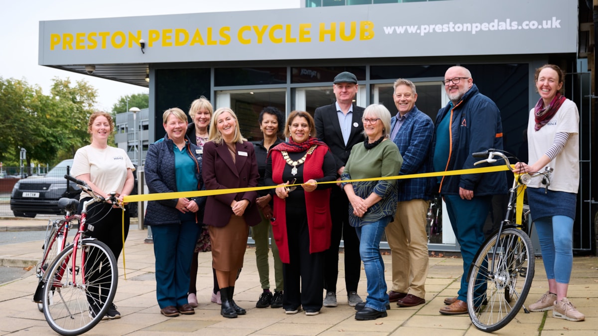 Councillor Nweeda Khan, the Mayor of Preston, officially opens the new community cycle hub at Preston station
