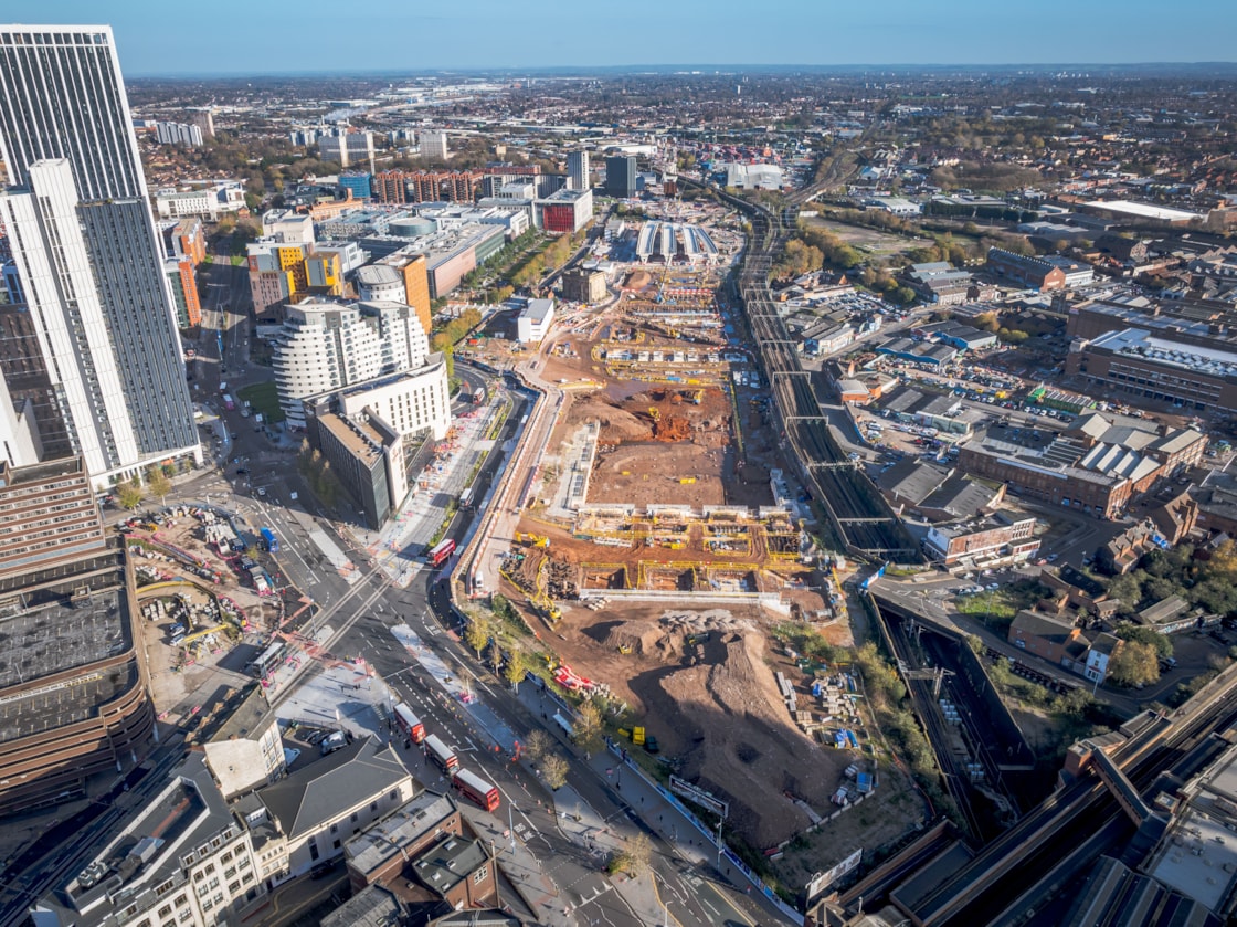 Aerial view of the Curzon Street site looking east Nov 2025