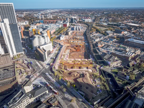 Aerial view of the Curzon Street site looking east Nov 2025