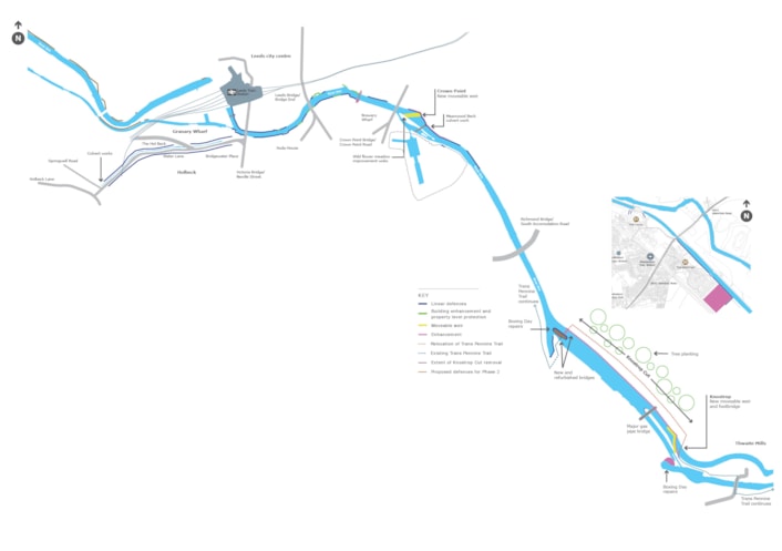 Leeds Flood Alleviation Scheme Phase 1 - river works map: Leeds Flood Alleviation Scheme Phase 1 - river works map