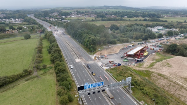 Drone image of the worksite and compound during demolition