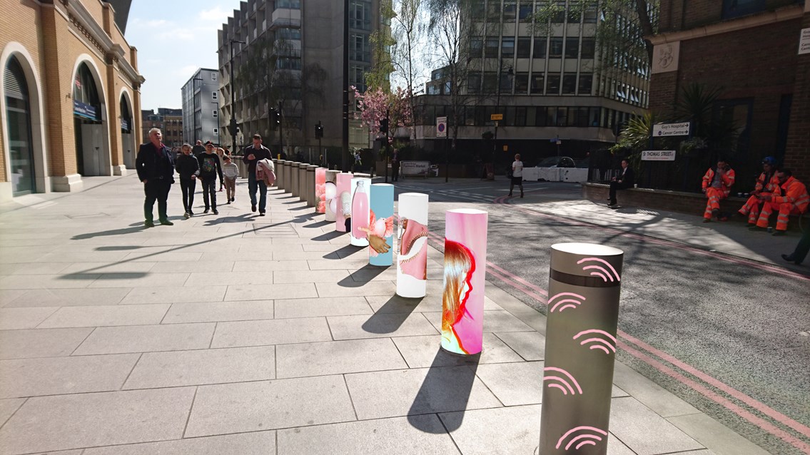 London Bridge Abessira mock-up: A mock-up of what the bollards will look like when during the exhibition