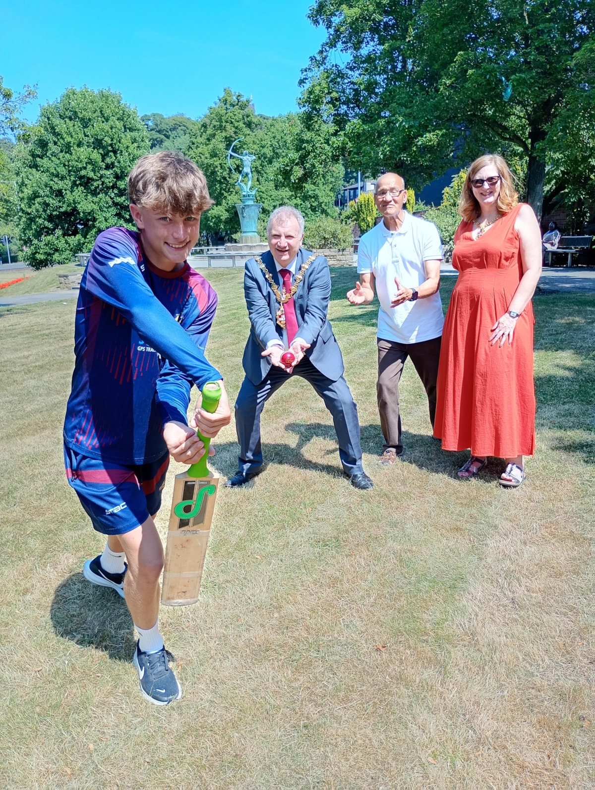 Jimmy Turton Stourbridge Cricket Club, Mayor of Dudley,  Cllr Mohammed Hanif and Mayoress of Dudley
