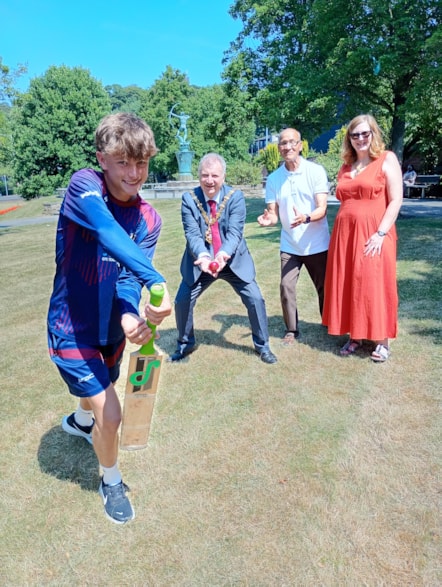 Jimmy Turton Stourbridge Cricket Club, Mayor of Dudley,  Cllr Mohammed Hanif and Mayoress of Dudley