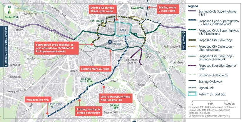 Leeds council bosses to discuss further £6.5m CityConnect cycling improvement plans: cityconnect2mapleedscitycentrecreditcityconnect.jpg