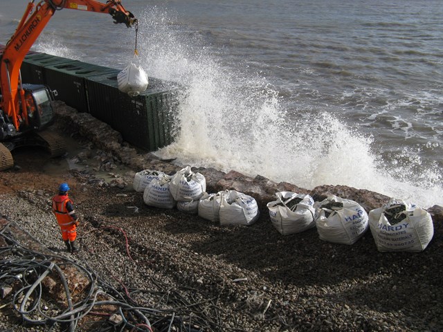 Repairs to the sea wall at Dawlish