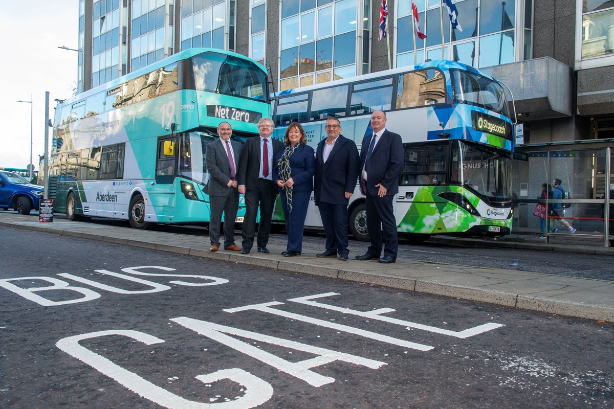 Representatives from First Aberdeen, Stagecoach Bluebird and the Scottish Government hail new bus gate impact