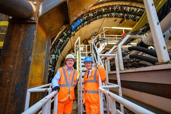 HS2 CEO Mark Thurston and West Midlands Mayor Andy Street inside Bromford TBM
