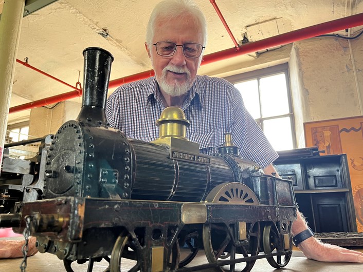 The Jenny Lind: Rod Wilson with the model of the Jenny Lind which was built by his great grandfather Charles Wilson. Rod travelled 10,000 mile to Leeds Industrial Museum to see his ancestor's model.
