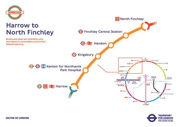 TfL releases new detailed maps of the Superloop as it launches consultation on first new route between Harrow and North Finchley: Superloop - Harrow to North Finchley-2