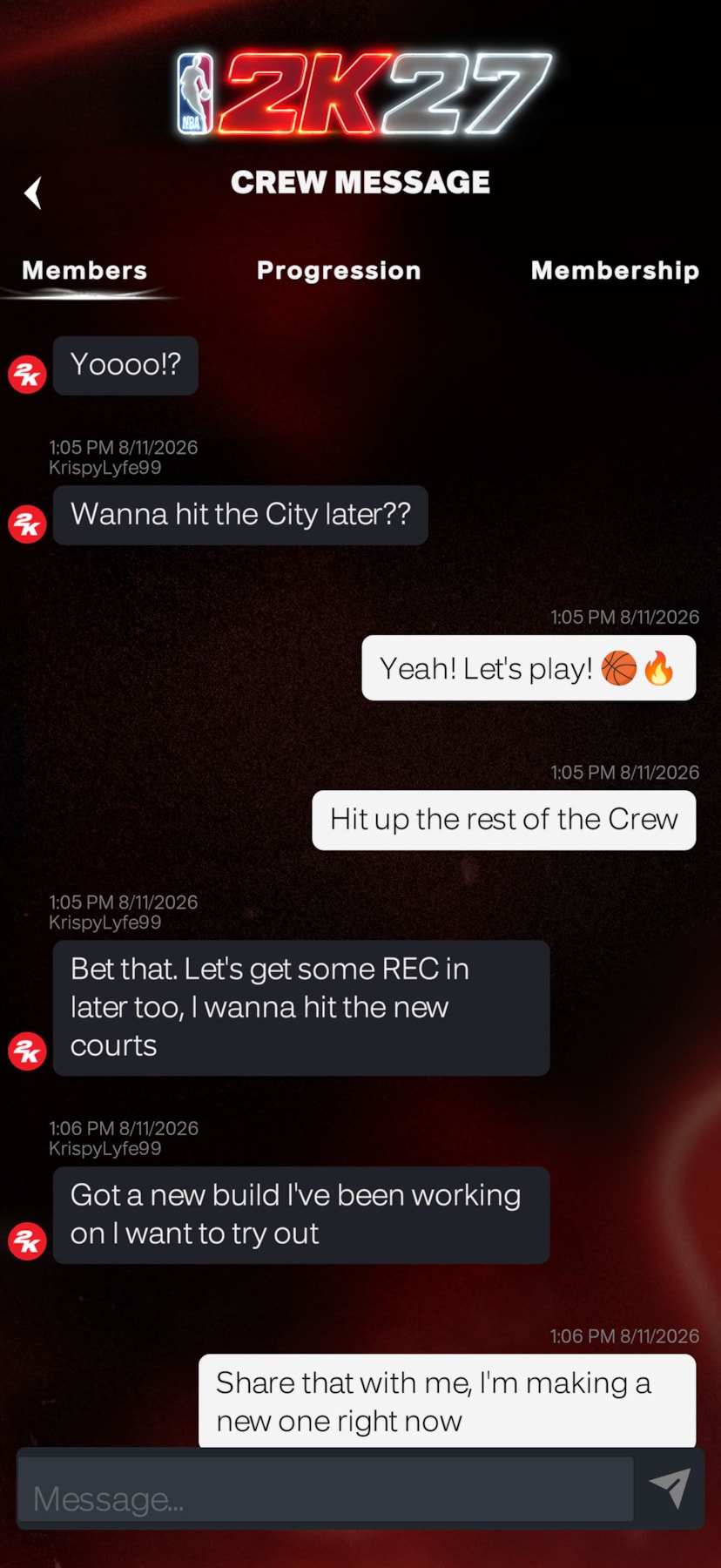 NBA 2K27 2K HQ Message Your Friends