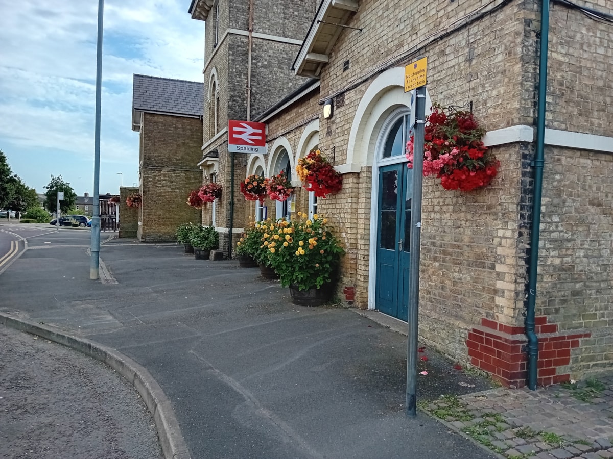 Spalding station front flower display