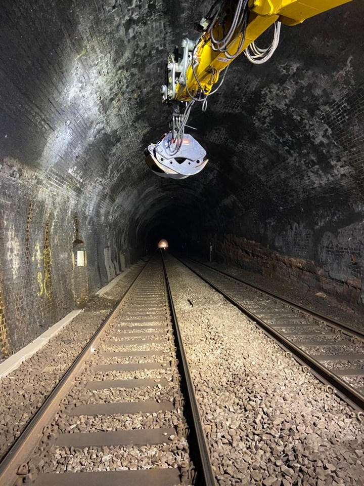 Tracks through Meir railway tunnel in Staffordshire are being upgraded this March