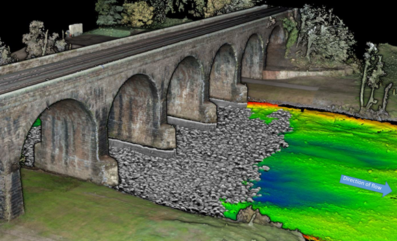 Long Meg viaduct bathymetric survey after work in Nov 2022