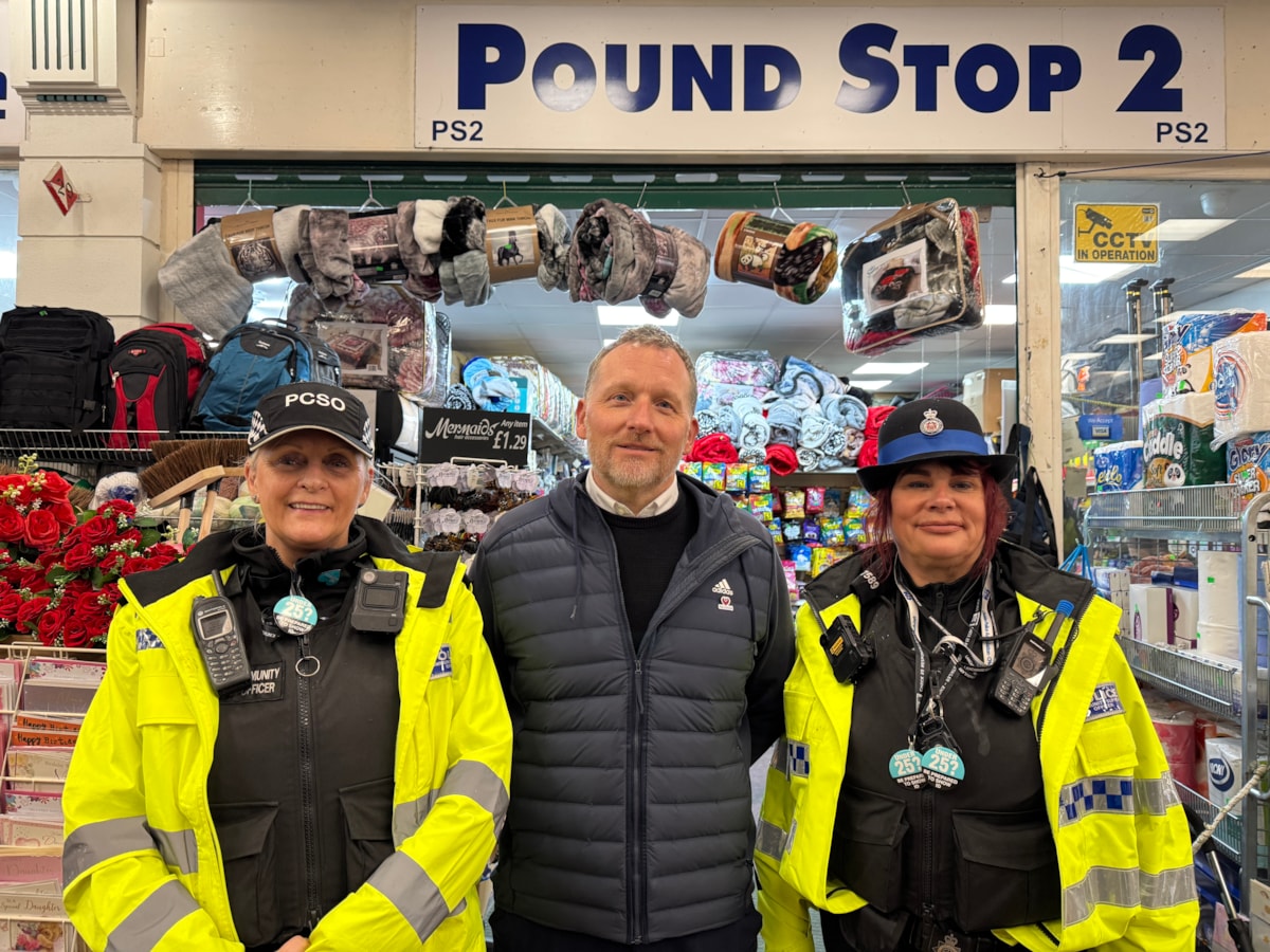 Police Community Support Officers Debs (left) and Michelle with Jason Middleton, Trading Standards officer at Lancashire County Council