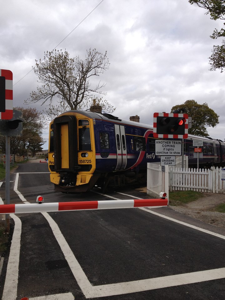 New half barrier system installed at Forsinard, Scotland - a previously open level crossing: New half barrier system installed at Forsinard, Scotland - a previously open level crossing