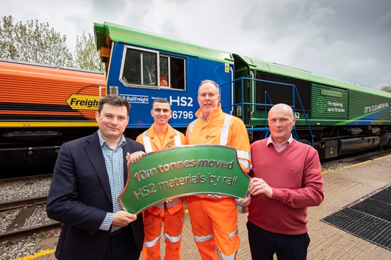 Robert Largan MP High Peak, Aiden Theyer - Operations Management Apprentice at Tarmac, Rob Doody - MD Midlands Region at Tarmac, Andrew Graham - Conventional Rail Interface Manager at HS2 Ltd