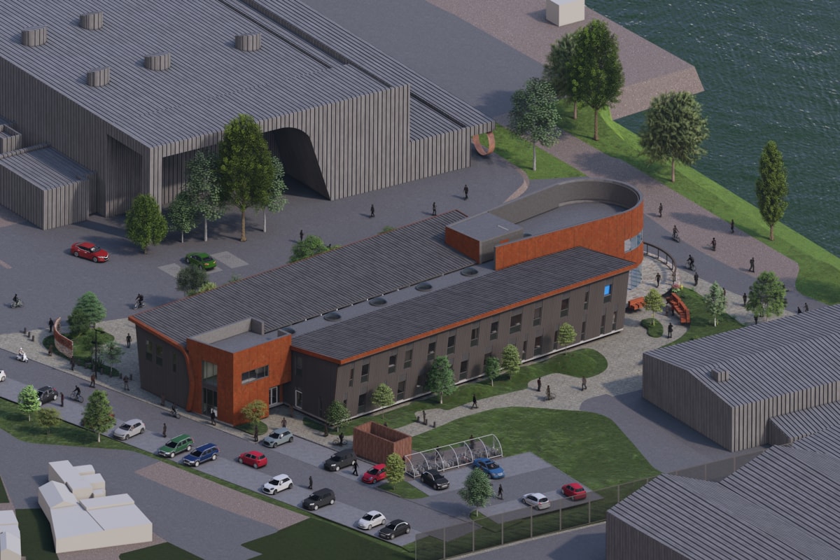 Ortographic view of the University of Cumbria Barrow campus, including proposed extension (November 2024)
CREDIT: DAY Architectural