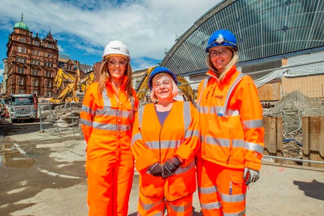 Queen Street - Network Rail's Melanie Workman and Julie Ferrie, right, with Sandra White MSP, centre.