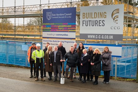 Cllrs McMahon and Reid perform the official ground breaking at Kilmarnock Rd Mauchline