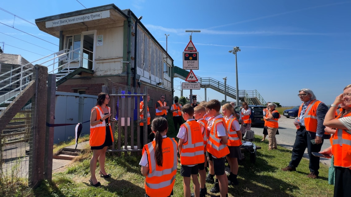 Amelia Routledge, IMDM for Lancs and Cumbria, opening Hest Bank signal box as education centre