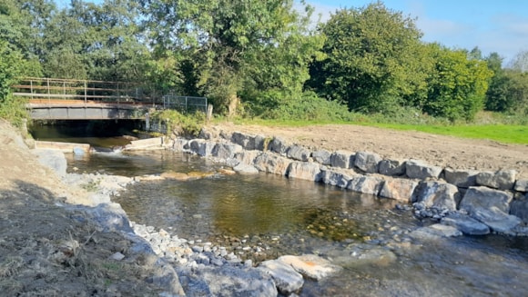 Restoring migratory fish routes on the Afon Dulais: Image 1 – New fish passage on the Afon Dulais Sep 2024