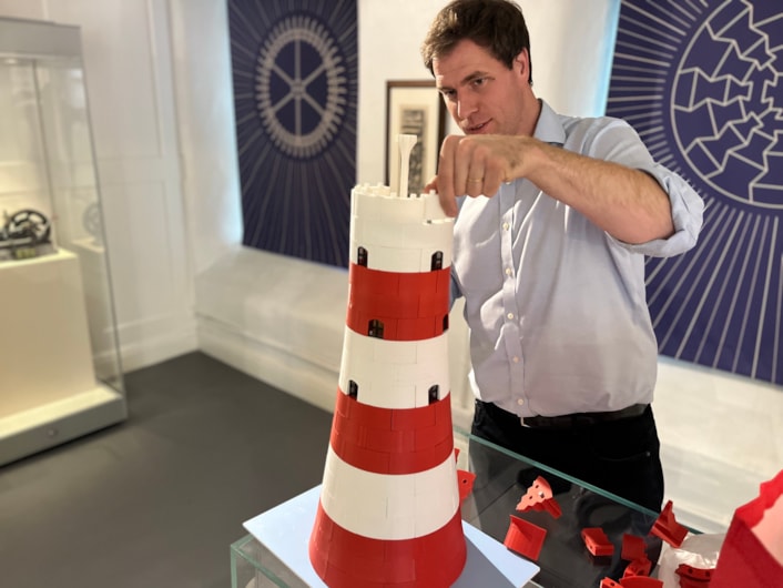 Lighthouse model: Civil Engineer and railway enthusiast Mark Calvert designed an impressive, brick-by-brick recreation of John Smeaton’s famous Eddystone Lighthouse after an illuminating study into the famed Leeds-born engineer’s original masterwork.
Now his 3d printed model has taken pride of place in an exhibition at Leeds Industrial Museum next to a stunning first edition book, penned by Smeaton himself, detailing his pioneering plans for the towering full-sized structure.