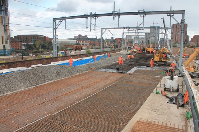The Ordsall Chord being prepared for track to be installed
