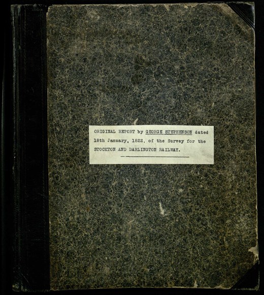 Stephenson notebook Front Cover from NER AGT 350 Original Report by G Stephenson for S&D 1822