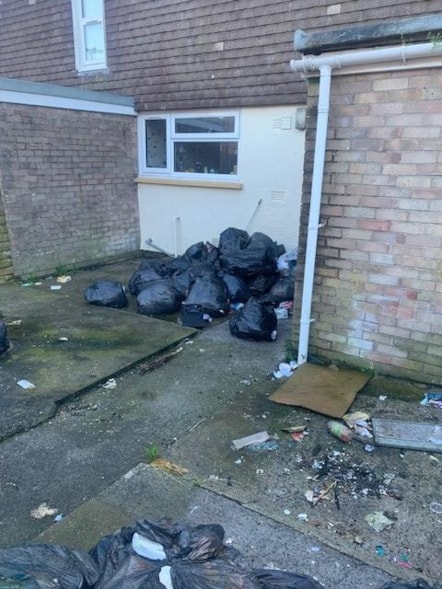 Rubbish outside Wavell Crescent