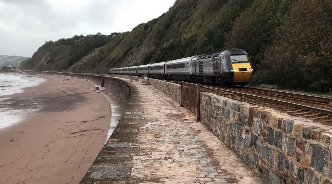Network Rail to refine resilience plans for vital stretch of Devon railway: CrossCountry HST passing Holcombe beach