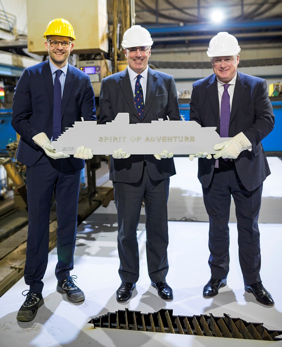 Steel cutting ceremony for new ship Spirit of Adventure: Spirit of Adventure MG 5400