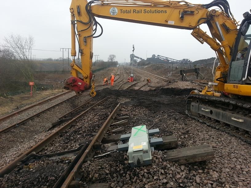removing damaged track 13.4.13: recovery programme following landslip at Hatfield Colliery